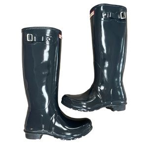 Hunter Original Tall Gloss Women’s Wellington Rain Boots Navy Size 9